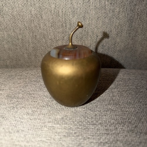 Vintage brass apple - apple, inkwell