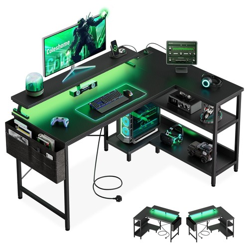 Shaped gaming desk - shaped, led