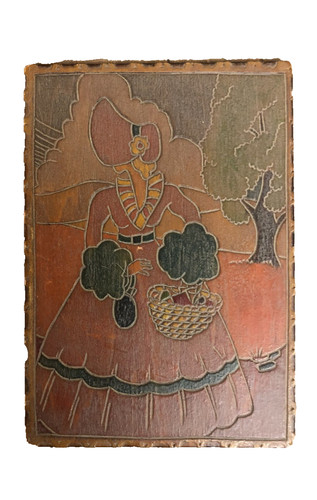 Vintage pyrography plaque - vintage,
